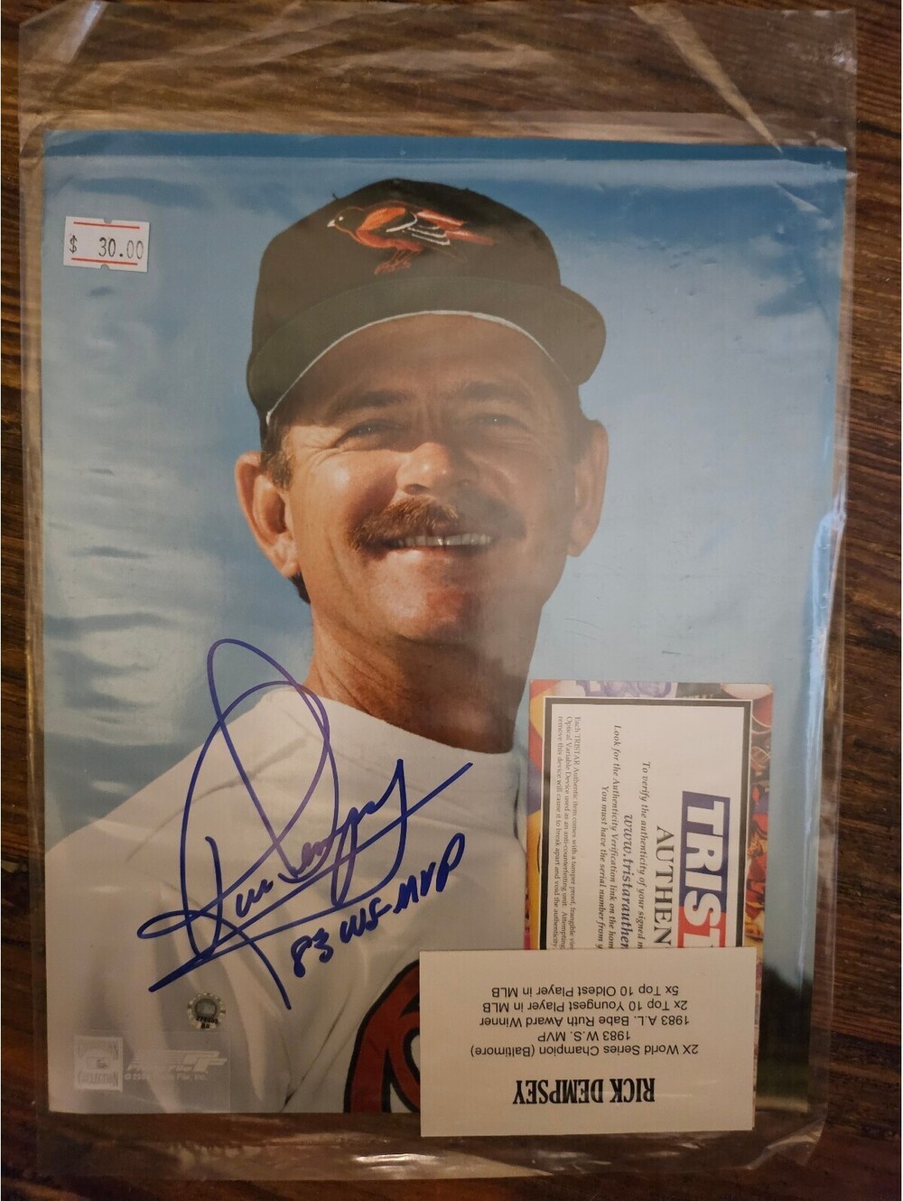 AUTOGRAPHED RICK DEMPSEY 8×10 Baltimore Orioles Photo 1983 WS MVP with COA